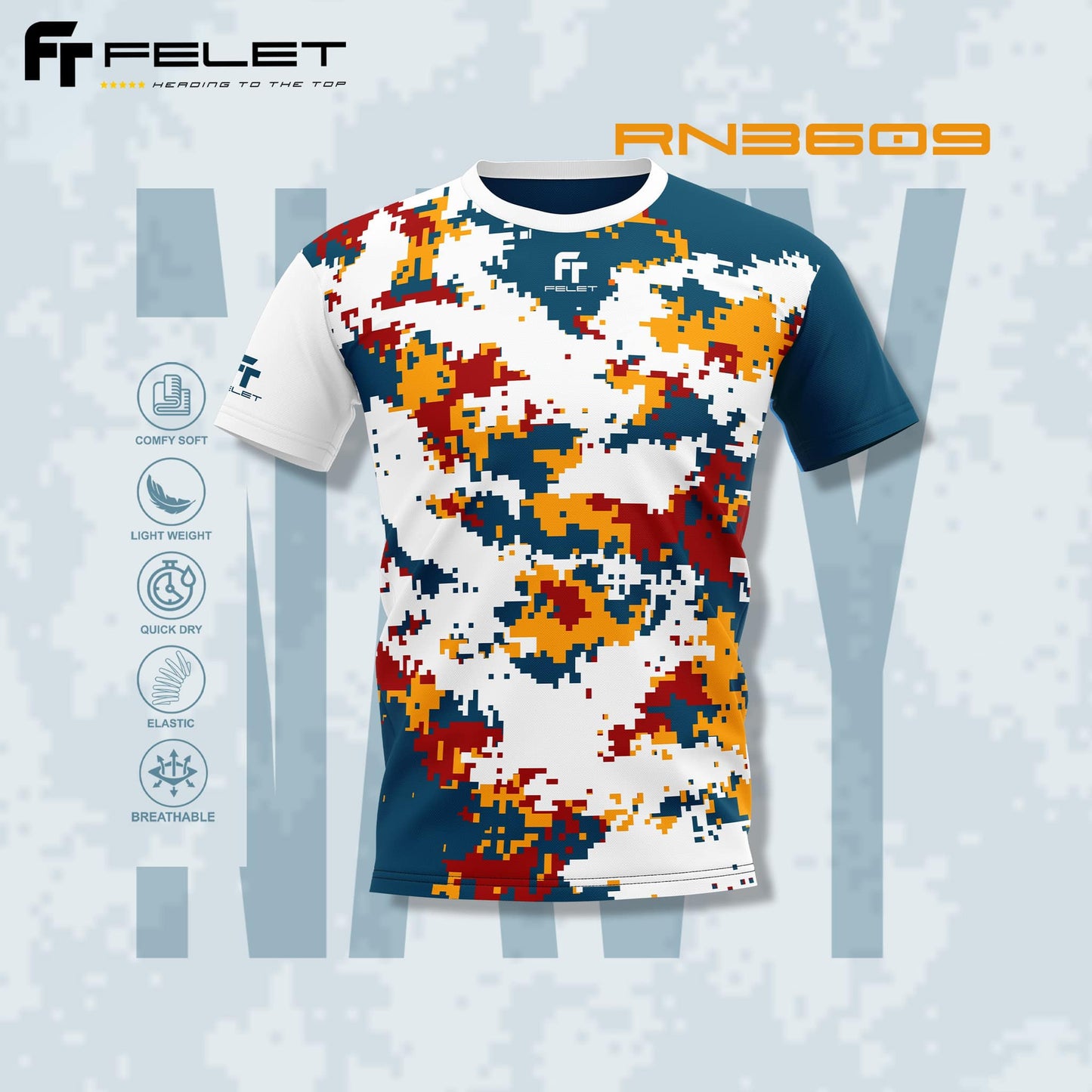 FELET Badminton Digital Navy Shirt