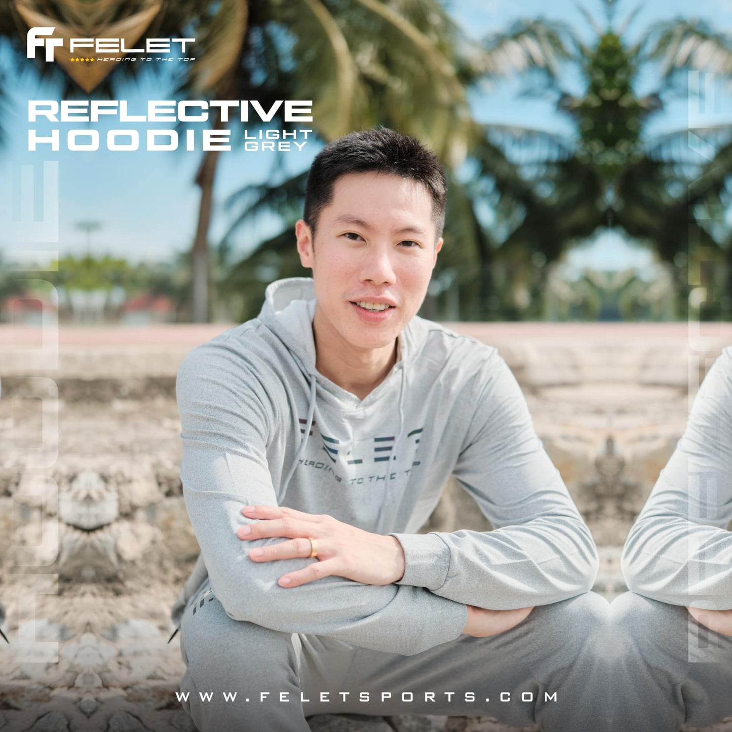 FELET Badminton Hoodie Light Grey