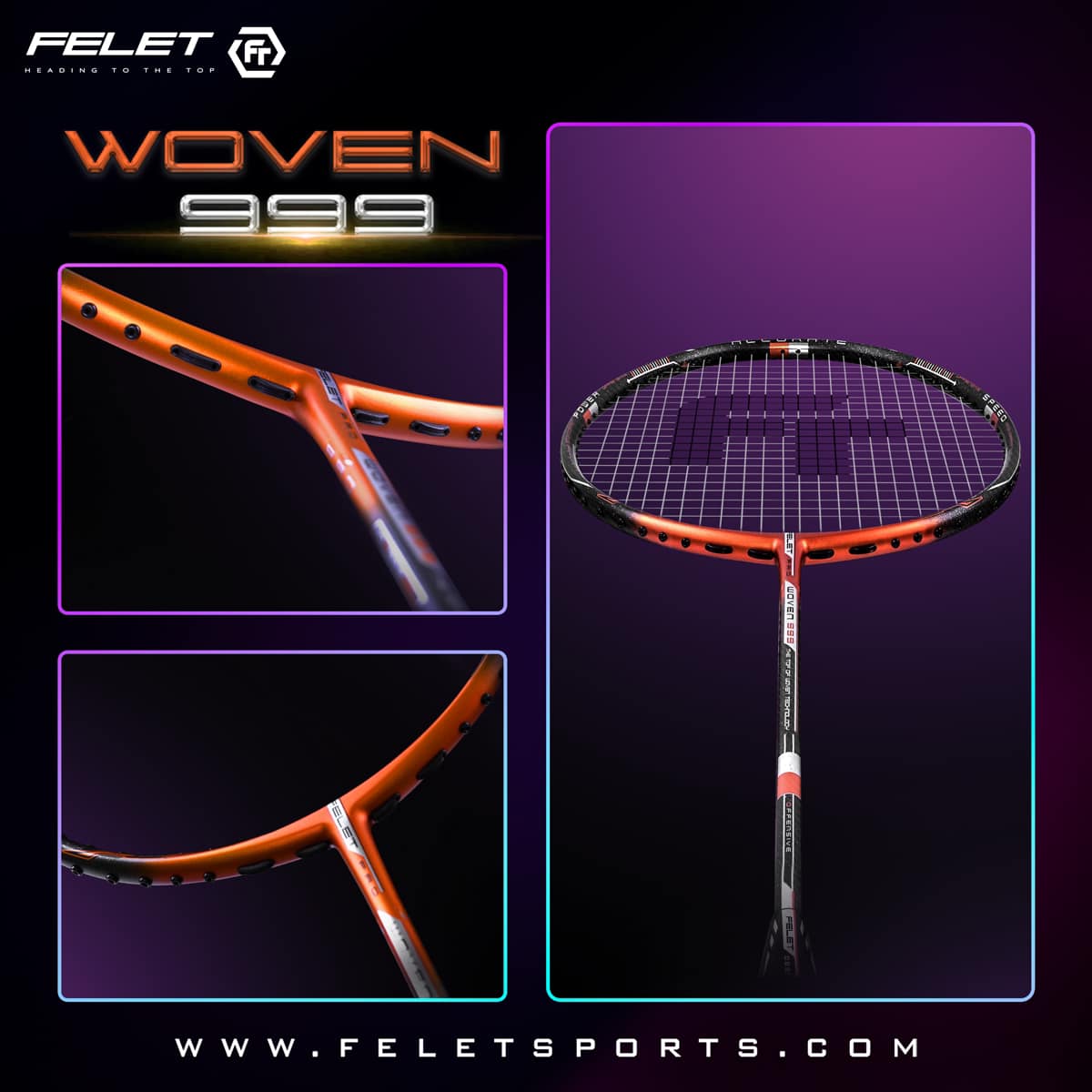 FELET Woven 999 Badminton Racquets 4U (Silver)