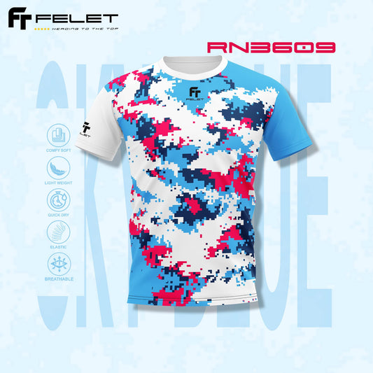 FELET Badminton Digital Sky Blue Shirt