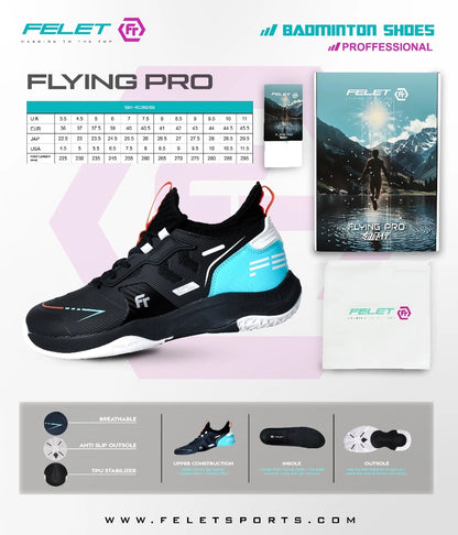FELET Flying Pro Badminton Shoes V2 (Black)