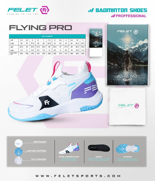 FELET Flying Pro Badminton Shoes V2 (White)